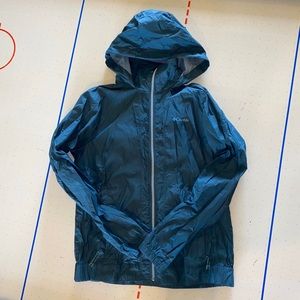blue columbia windbreaker